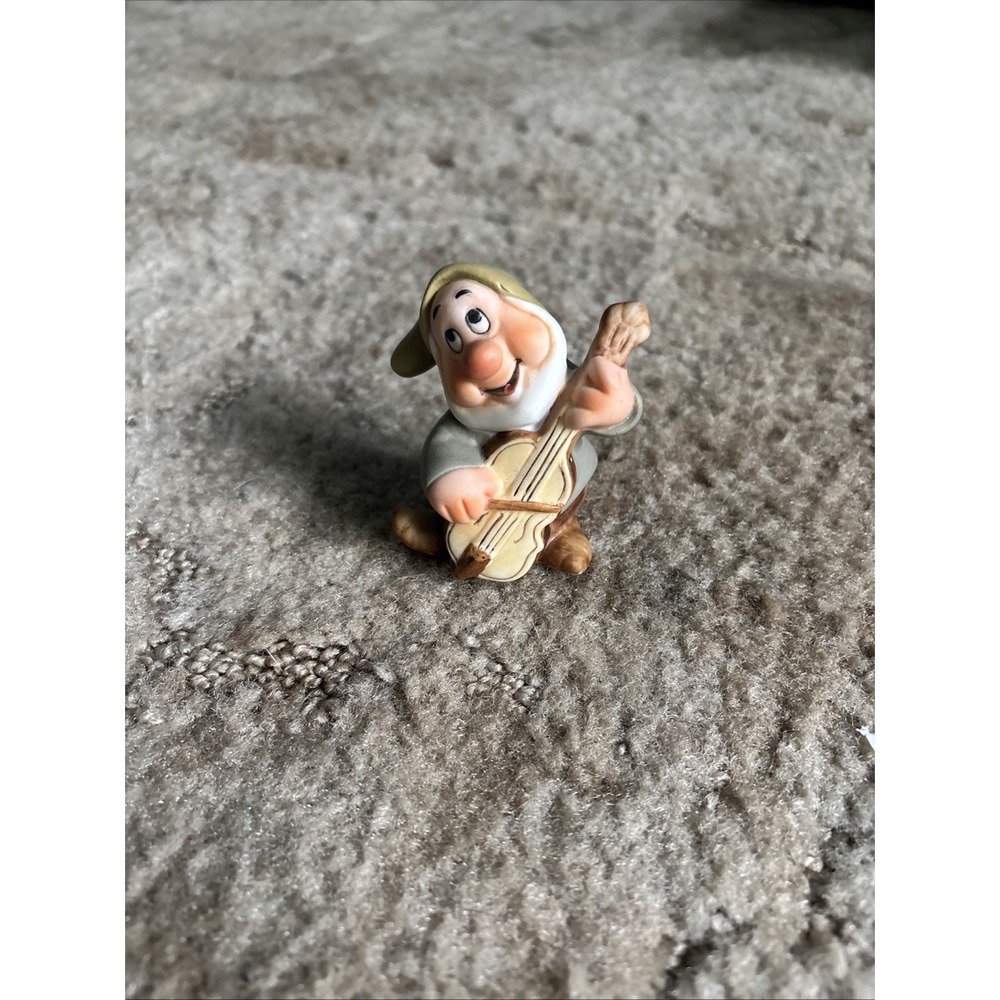 Vintage Disney Schmid Happy Dwarf Figurine Cello Snow White Seven Dwarfs